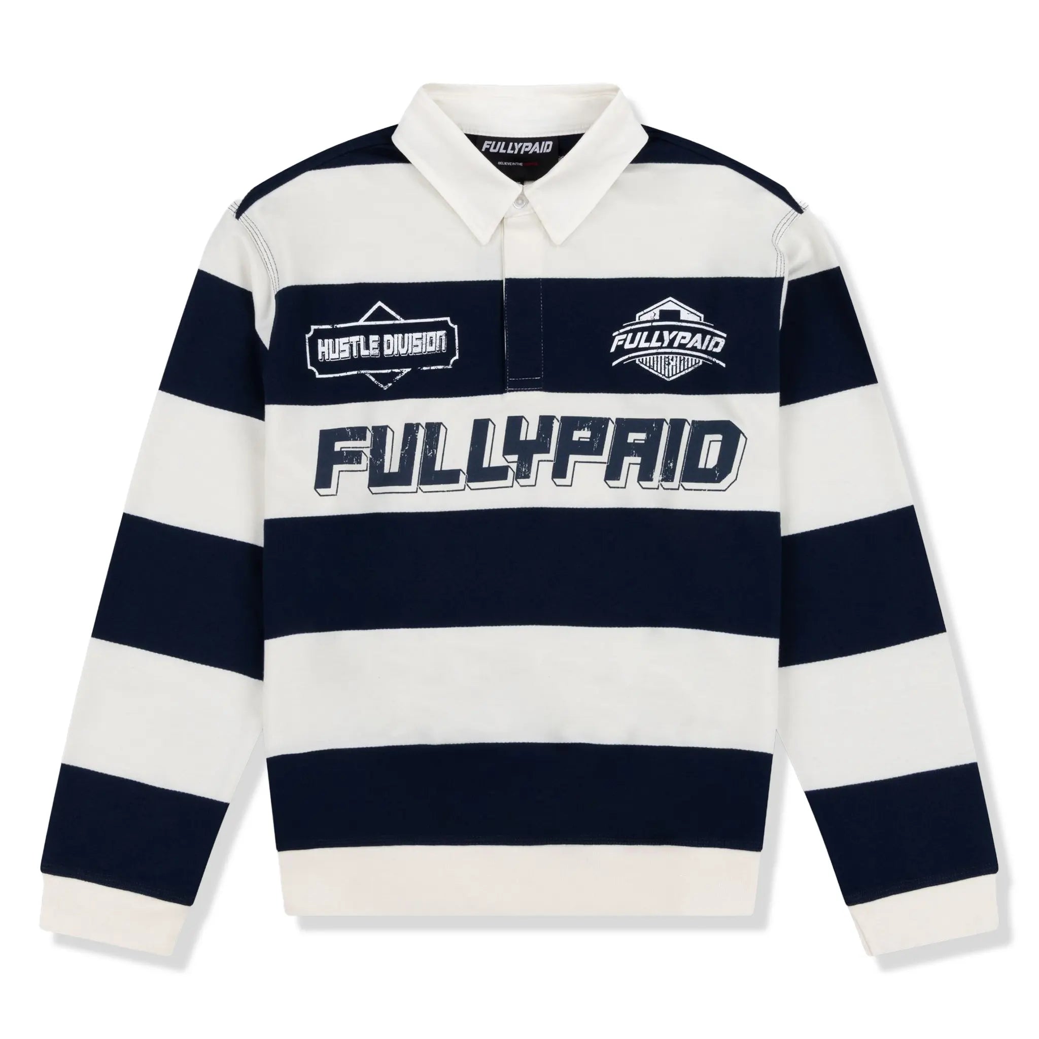 Front View of Fully Paid FP Navy White Polo Shirt